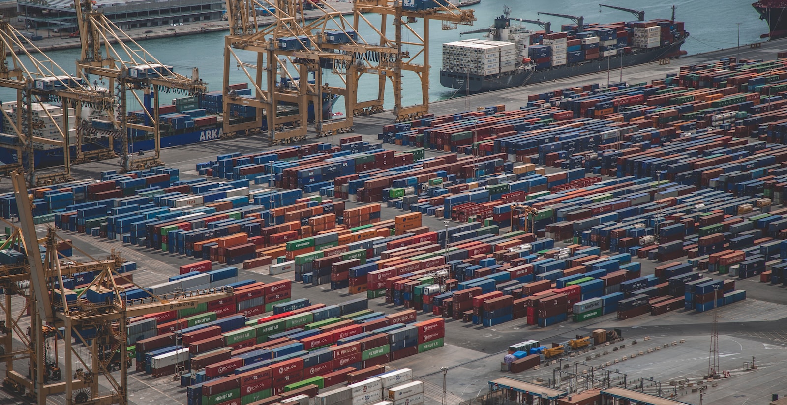 intermodal containers on dock